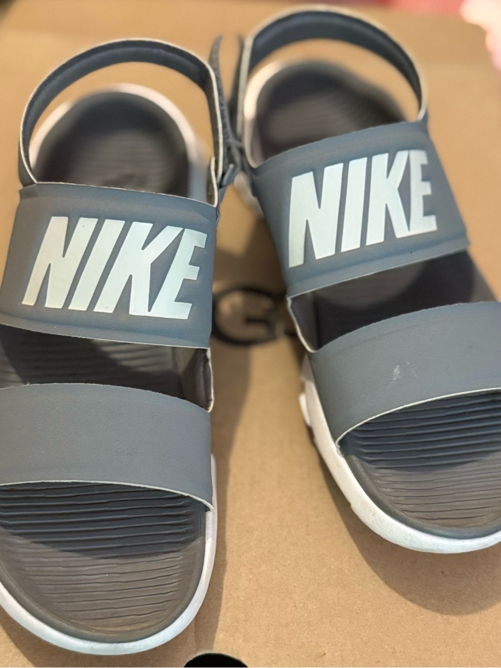Nike Grey & White Logo Slide Sandals